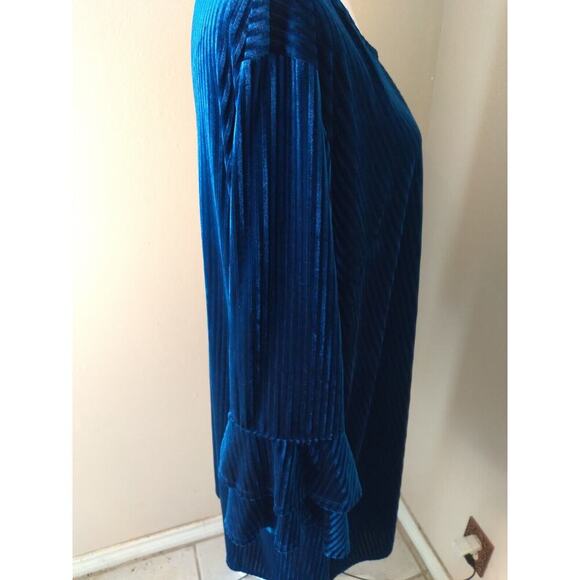 Tacera Dress Blue Velvet Ruffled Sleeves Sz 2X Fairy Witchy Festival - Picture 3 of 10